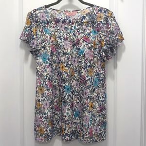 Multi colored floral lace top with built in cami